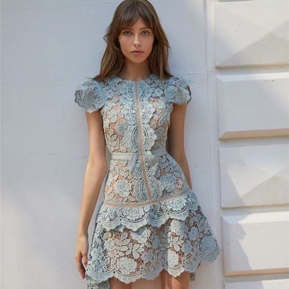 SELF-PORTRAITFlower Lace Mini Dress large